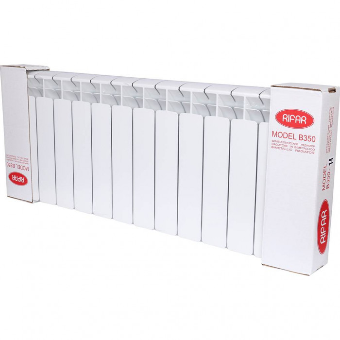Биметаллический радиатор RIFAR BASE 350, 14 секций, боковое подключение, белый