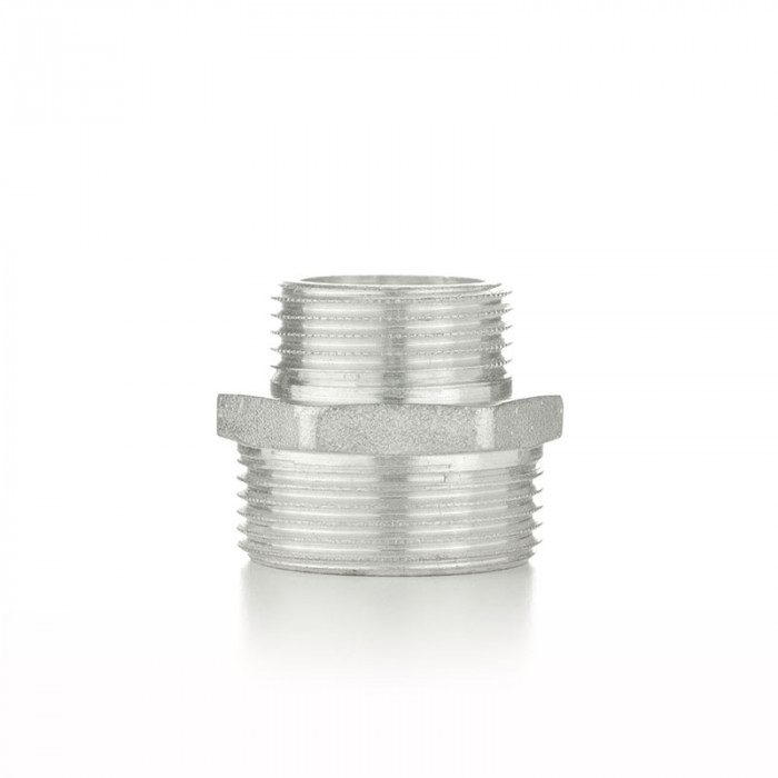 Ниппель переходной, НН 1/2"×3/4", TIN латунь
