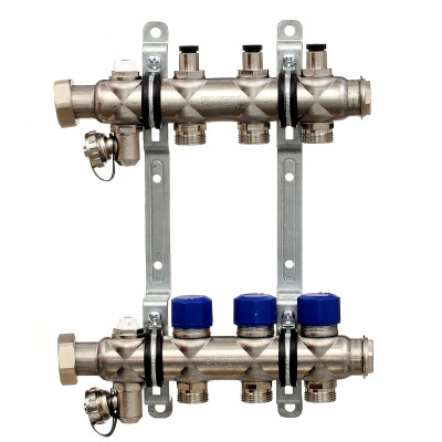 Коллектор из нержавеющей стали, с вентилями на 4 выхода
