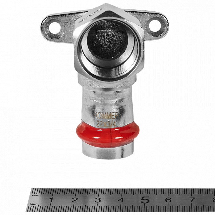 ROMMER RSS-0011-002234 ROMMER Угольник настенный с креплением-ВР, 22х3/4, из нержавеющей стали прессовой