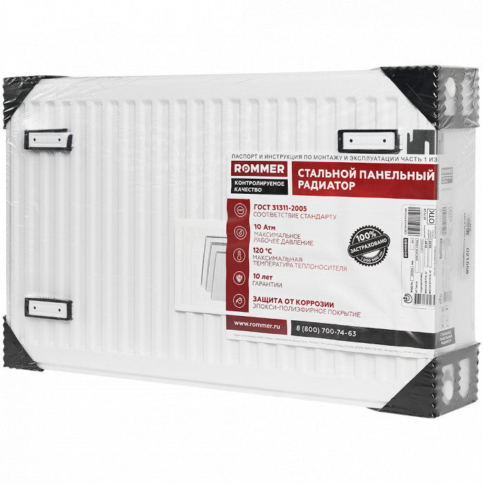 Стальной панельный радиатор ROMMER Compact RRS-2010-335080 Стальной панельный радиатор ROMMER Compact 33/500/800