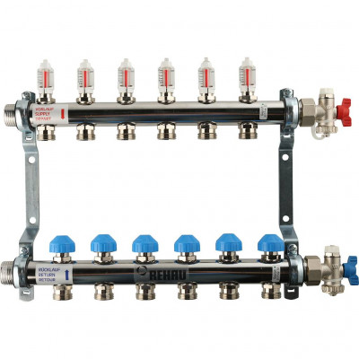 Распределительный коллектор REHAU HKV-D на 6 контуров нержавеющая сталь (12080611002)