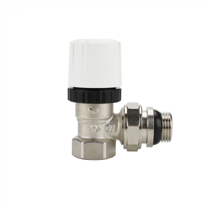 Термостатический клапан (терморегулятор) Varmega VM10411, 1/2", угловой, с самоуплотняющимся полусгоном
