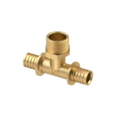 Тройник RTP аксиальный, латунь, наружная резьба,32х 1&quot;, желтый