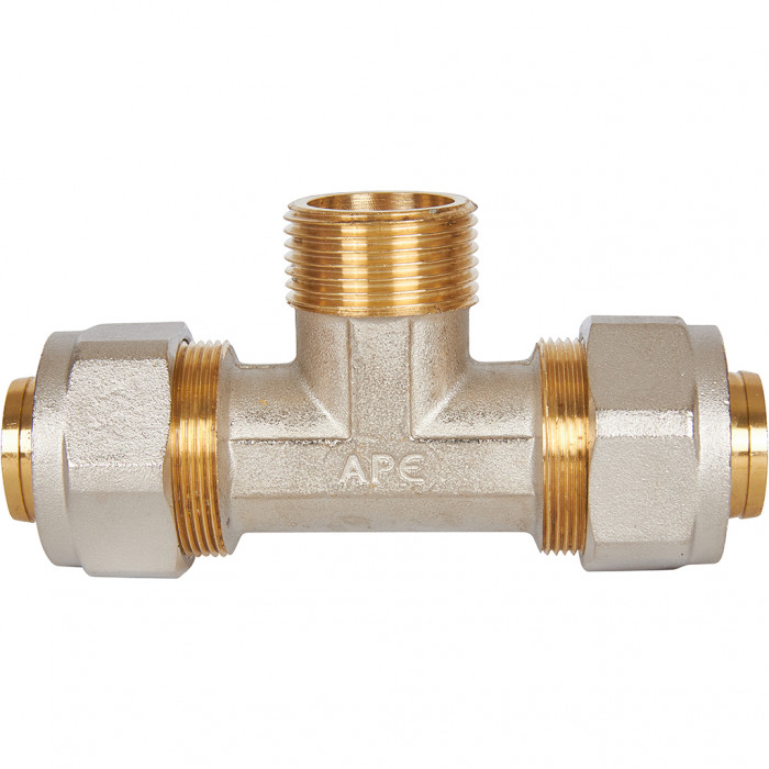 STOUT Тройник-переходник с наружной резьбой 1 x32 для металлопластиковых труб винтовой