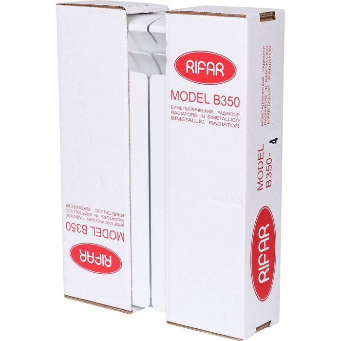 Биметаллический радиатор RIFAR BASE 350, 4 секций, боковое подключение, белый