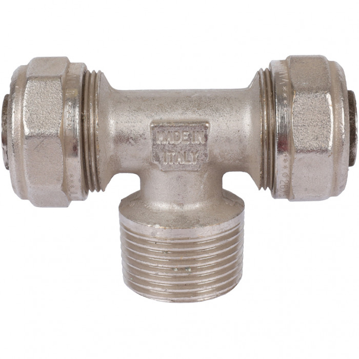 Тройник TIEMME с наружной резьбой (26х3.0х1) для металлопластиковых труб винтовой