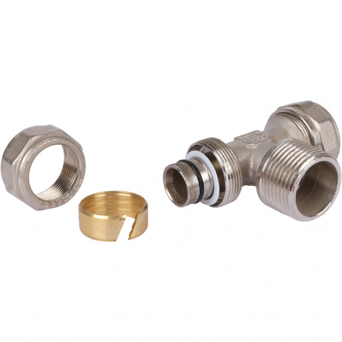 Тройник TIEMME с наружной резьбой (26х3.0х1) для металлопластиковых труб винтовой