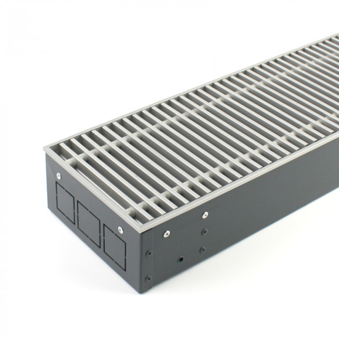 Конвектор внутрипольный EKQ 380×110×1000, роликовая решетка, цвет алюминий