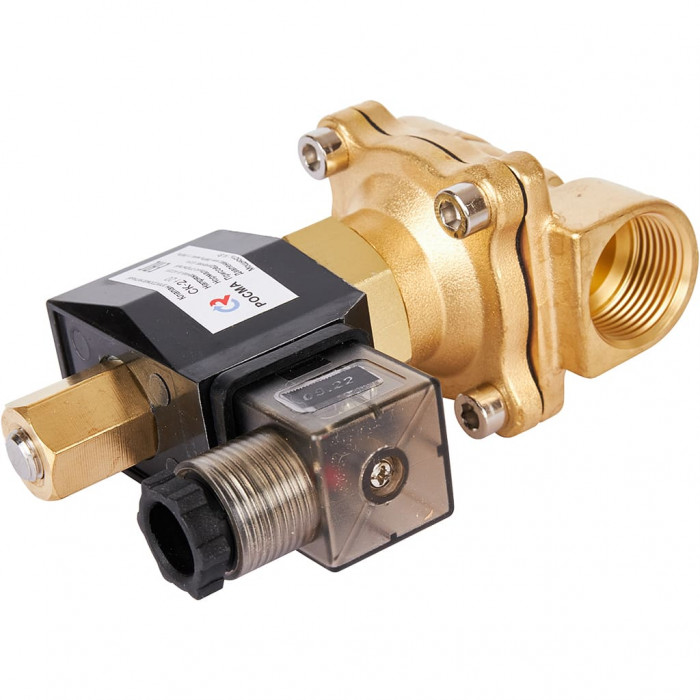 Клапан электромагнитный (соленоидный) двухходовой РОСМА СК-21-20 нормально открытый НО, АС 220В,G3/4, Ду20