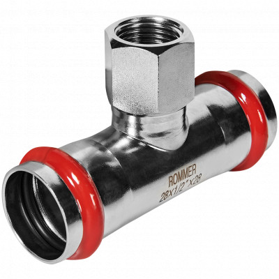 ROMMER RSS-0015-002812 ROMMER Тройник-переходник-ВР, 28х1/2, из нержавеющей стали прессовой