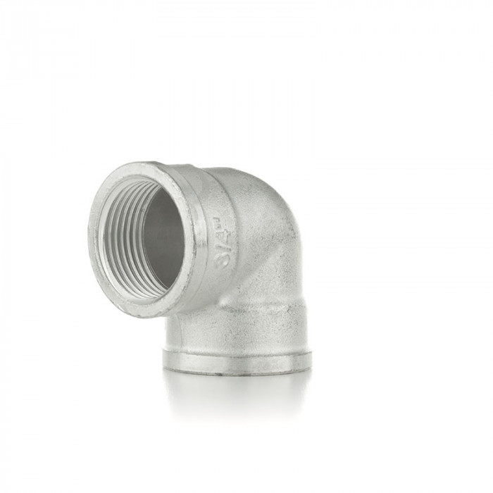 Угольник 90° равнопроходной, ВВ 1/2", TIN латунь