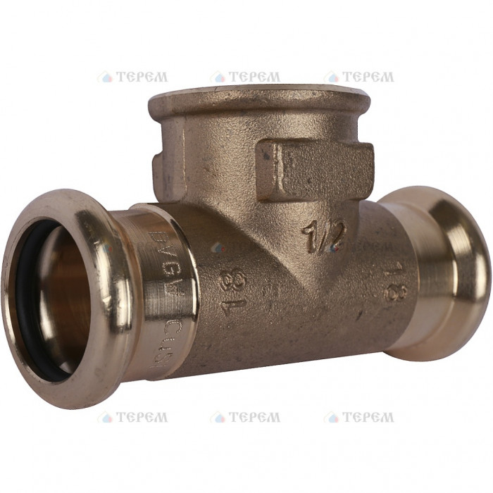 Sanha 8130G пресс-фитинг, бронза, тройник ВПр-ВР-ВПр 18x1/2x18 для медных труб прессовой