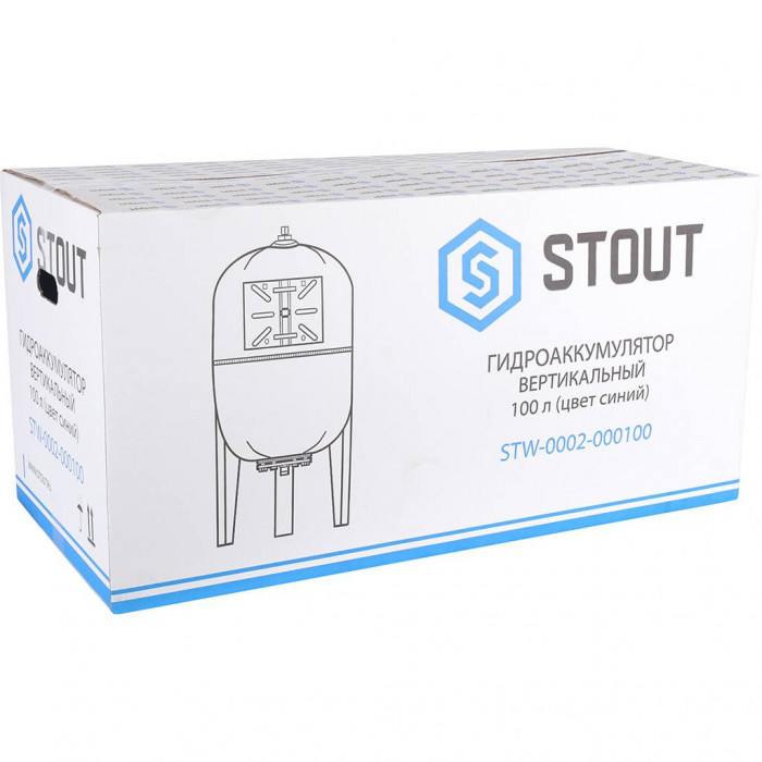 STOUT STW-0002 Расширительный бак, гидроаккумулятор 100 л. вертикальный (цвет синий)
