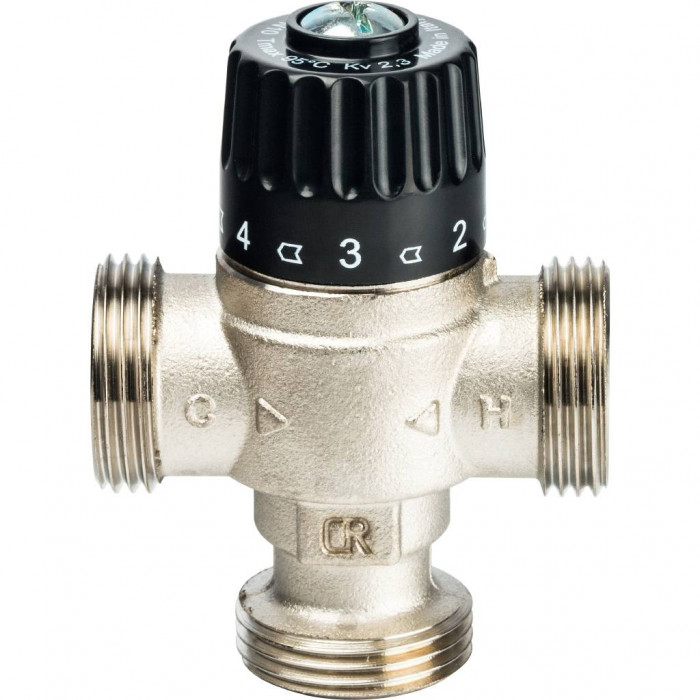 STOUT Термостатический смесительный клапан для систем отопления и ГВС 1" НР 30-65°С KV 2,3