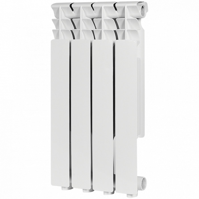 Алюминиевый радиатор ROMMER Optima 500, 4 секций, боковое подключение, белый