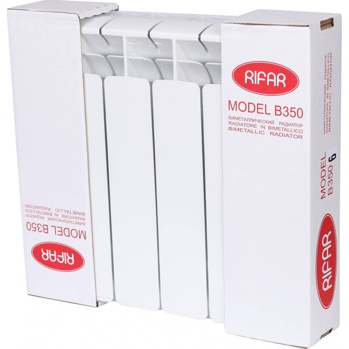 Биметаллический радиатор RIFAR BASE 350, 6 секций, боковое подключение, белый