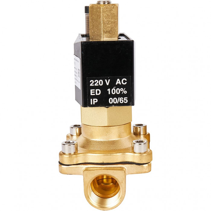 Клапан электромагнитный (соленоидный) двухходовой РОСМА СК-21-15 нормально открытый НО, АС 220В, G1/2, Ду15