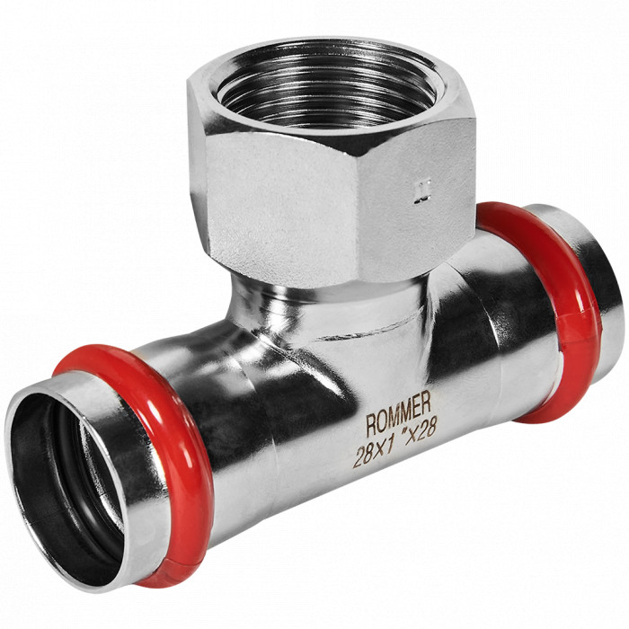 ROMMER RSS-0015-000281 ROMMER Тройник-переходник-ВР, 28х1, из нержавеющей стали прессовой