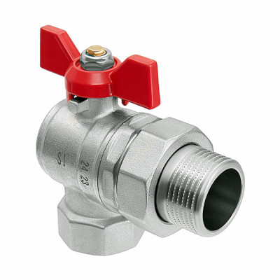 Кран шаровой латунный Smart Install ВР/НР 3/4&quot; с американкой, угловой, бабочка