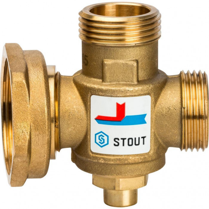 STOUT SVM-0050 Термостатический смесительный клапан G 1"М-G 1"1/2F-G 1"M 60°С