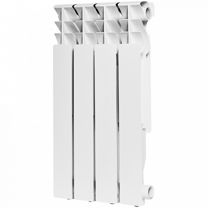 Алюминиевый радиатор ROMMER Plus 500, 4 секций, боковое подключение, белый