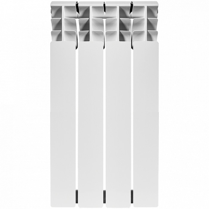 Алюминиевый радиатор ROMMER Plus 500, 4 секций, боковое подключение, белый