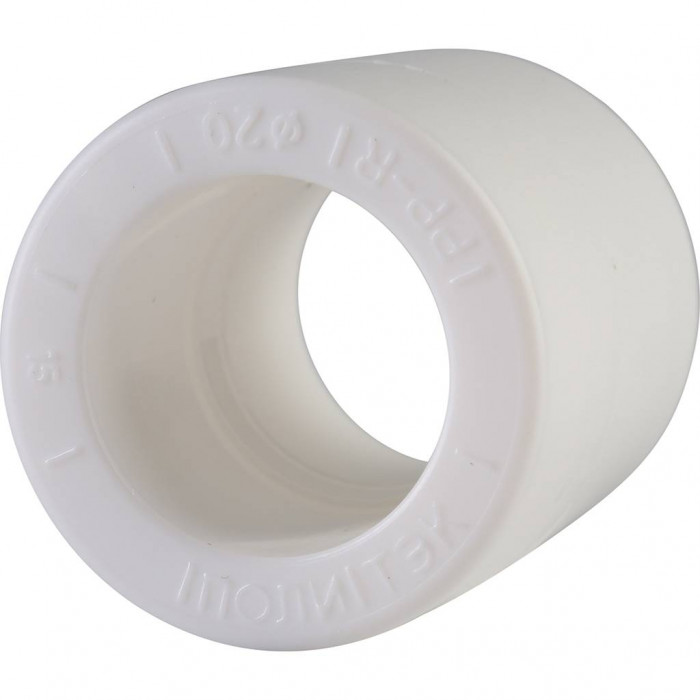 Политэк d=20 Муфта для полипропиленовых труб под сварку (цвет белый)