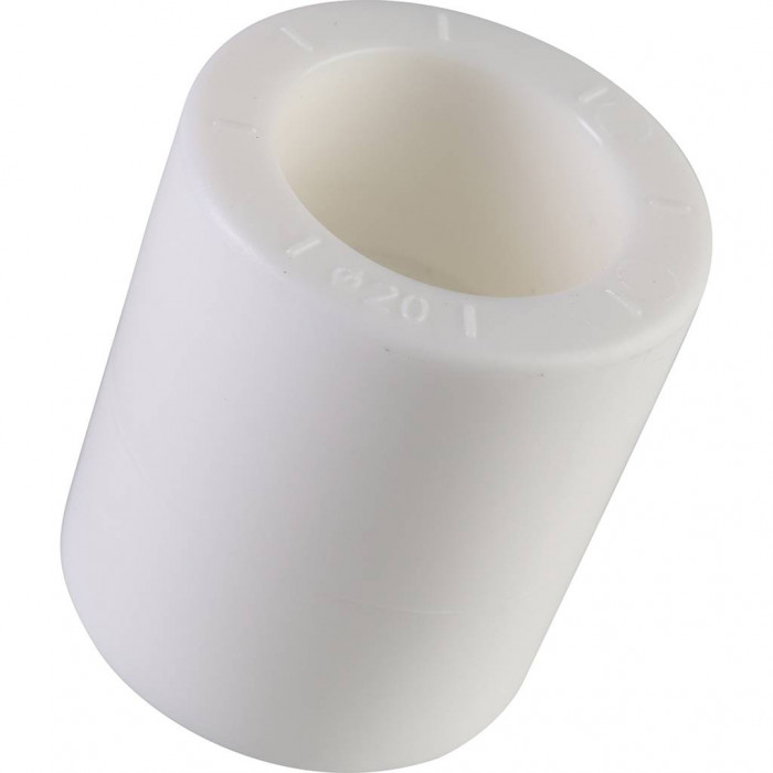 Политэк d=20 Муфта для полипропиленовых труб под сварку (цвет белый)