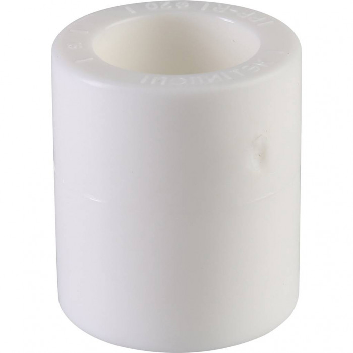Политэк d=20 Муфта для полипропиленовых труб под сварку (цвет белый)