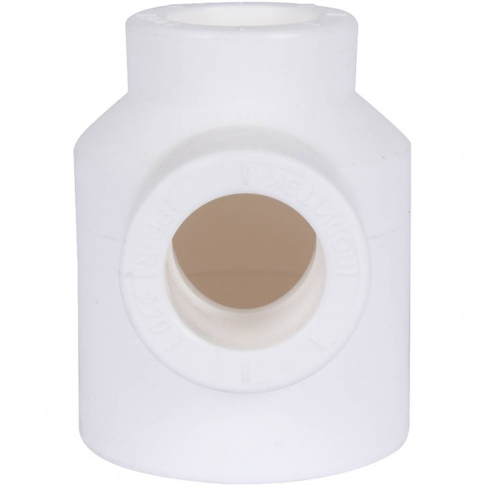 Тройник переходной Политэк 32х20х20 для полипропиленовых труб под сварку (цвет белый)