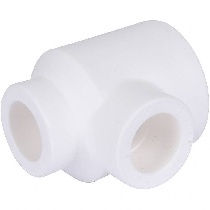 Тройник переходной Политэк 32х20х20 для полипропиленовых труб под сварку (цвет белый)
