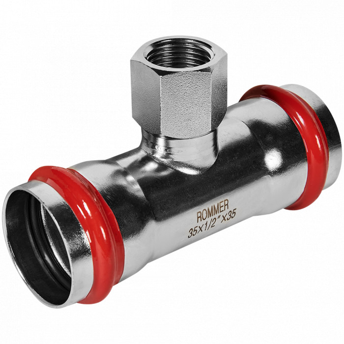 ROMMER RSS-0015-003512 ROMMER Тройник-переходник-ВР, 35х1/2, из нержавеющей стали прессовой