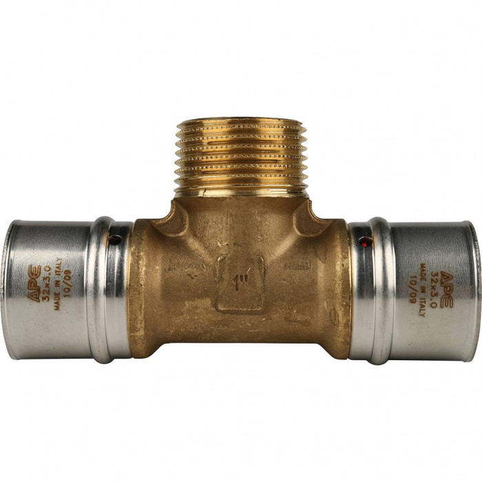 STOUT Тройник-переходник с наружной резьбой 32х1 х32 для металлопластиковых труб прессовой