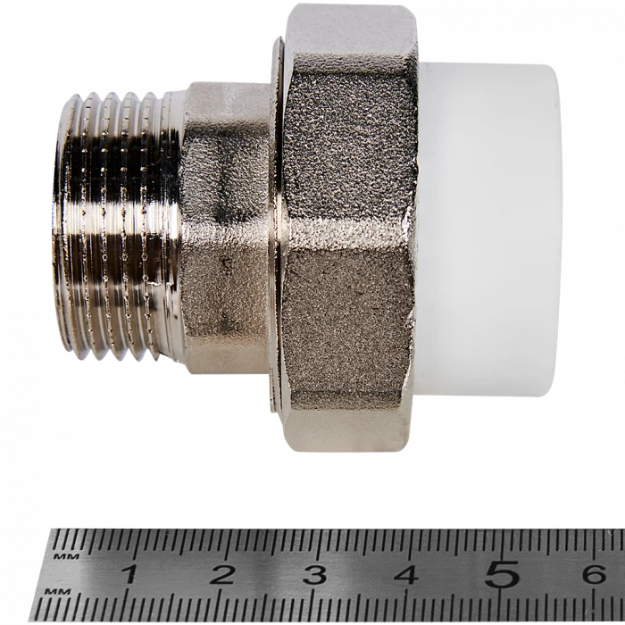 Муфта комбинированная Pro Aqua d=32-1 PP-R разъемная (американка) НР Белая