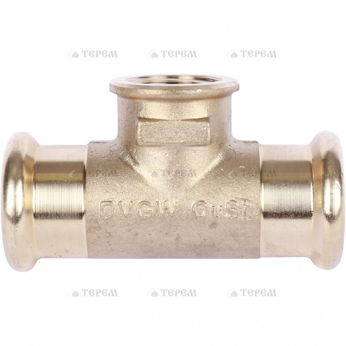 Sanha 8130G пресс-фитинг, бронза, тройник ВПр-ВР-ВПр 22x1/2x22 для медных труб прессовой