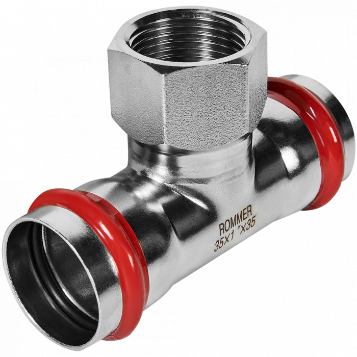 ROMMER RSS-0015-000351 ROMMER Тройник-переходник-ВР, 35х1, из нержавеющей стали прессовой