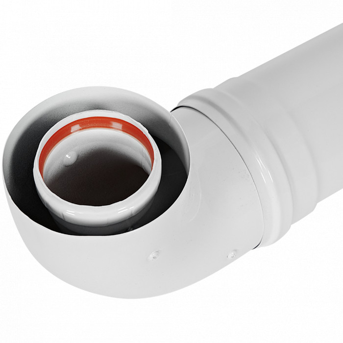 ROMMER RCA-6010-240900 Комплект дымохода СТАНДАРТ 60/100 - 900мм (Bosch, Buderus, Navien S/C/E, Baxi ECO Nova/Classic, Baltur, Fondital ) в комплекте фланец