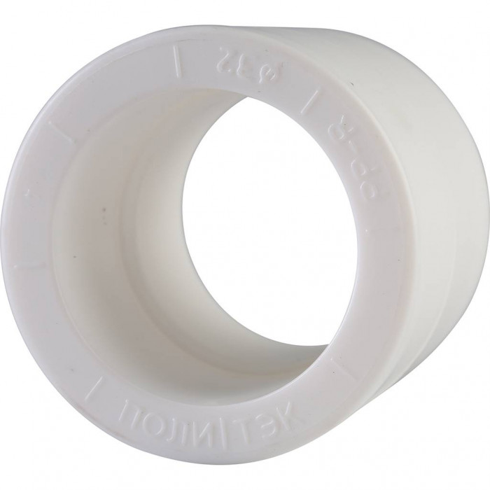 Политэк d=32 Муфта для полипропиленовых труб под сварку (цвет белый)