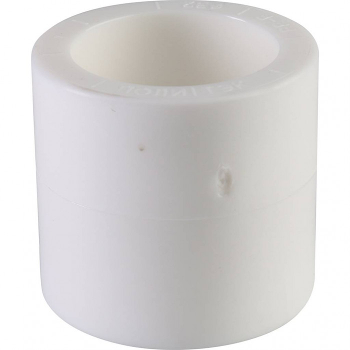 Политэк d=32 Муфта для полипропиленовых труб под сварку (цвет белый)