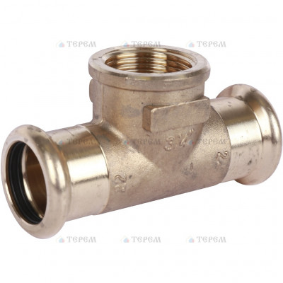 Sanha 8130G пресс-фитинг, бронза, тройник ВПр-ВР-ВПр 22x3/4x22 для медных труб прессовой