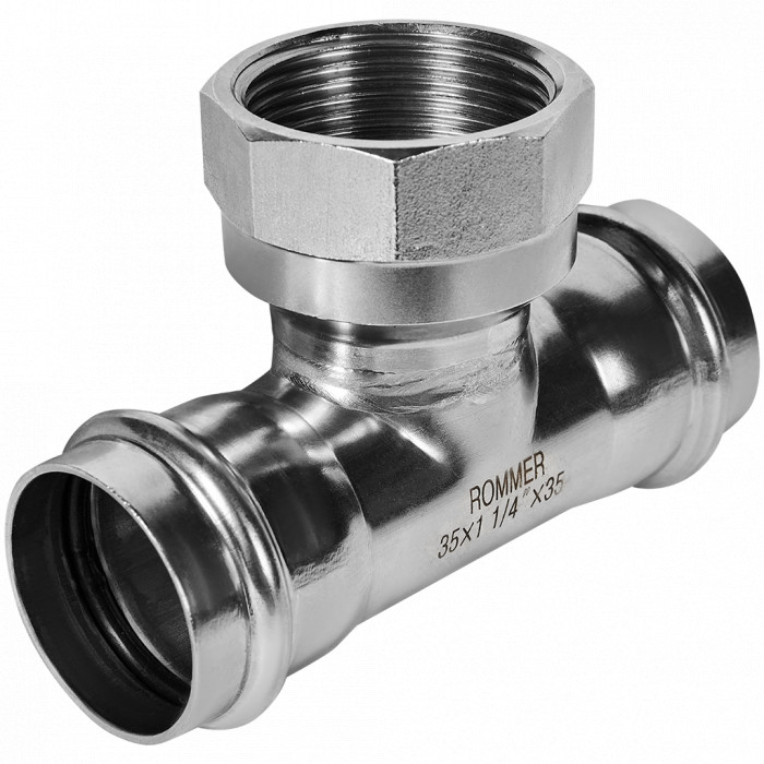 ROMMER RSS-0015-035114 ROMMER Тройник-переходник-ВР, 35х1 1/4, из нержавеющей стали прессовой
