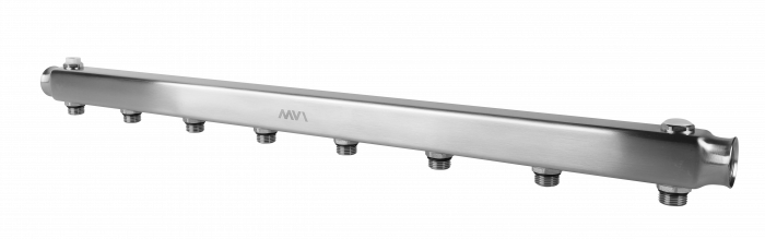 Коллектор из нержавеющей стали MVI, м\ц 100мм, 1"x1/2", 8 выходов